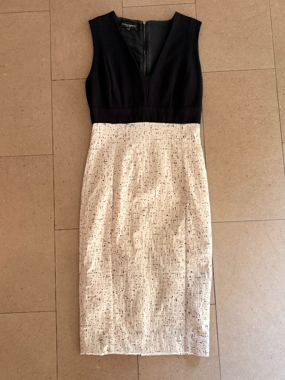 Narciso Rodriguez cocktail dress Black silk Top Tan lower-Sz.38 (US 2)